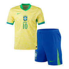 WINKIZIL 2024 Brazil #10 Copa-American Neymar Home  Football Soccer Jersey Shorts Socks Set Youth Sizes (Yellow 28)