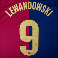 Lewandowski #9 Home Soccer Jersey 2023/24 (Large) Blue/Red