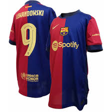 Lewandowski #9 Home Soccer Jersey 2023/24 (Large) Blue/Red