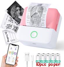 DOLEWA Mini Sticker Printer Portable Thermal Inkless Sticker Maker with 8 Rolls Coloed Paper & 12 Pens Wireless Thermarote Printers for Photos Study Notes Scrapbook Journal Memo (Doodle)